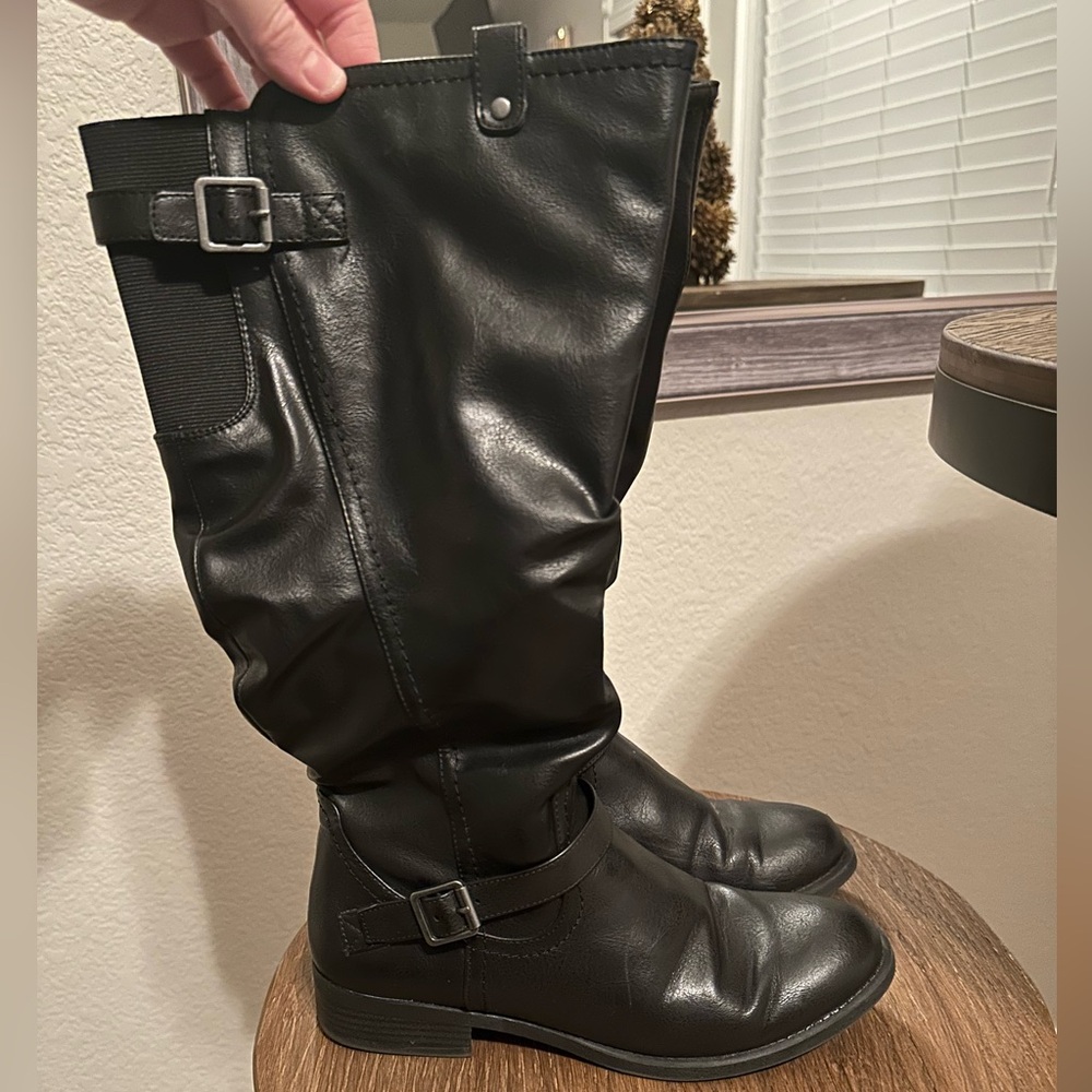 Black knee high boots- wide calf